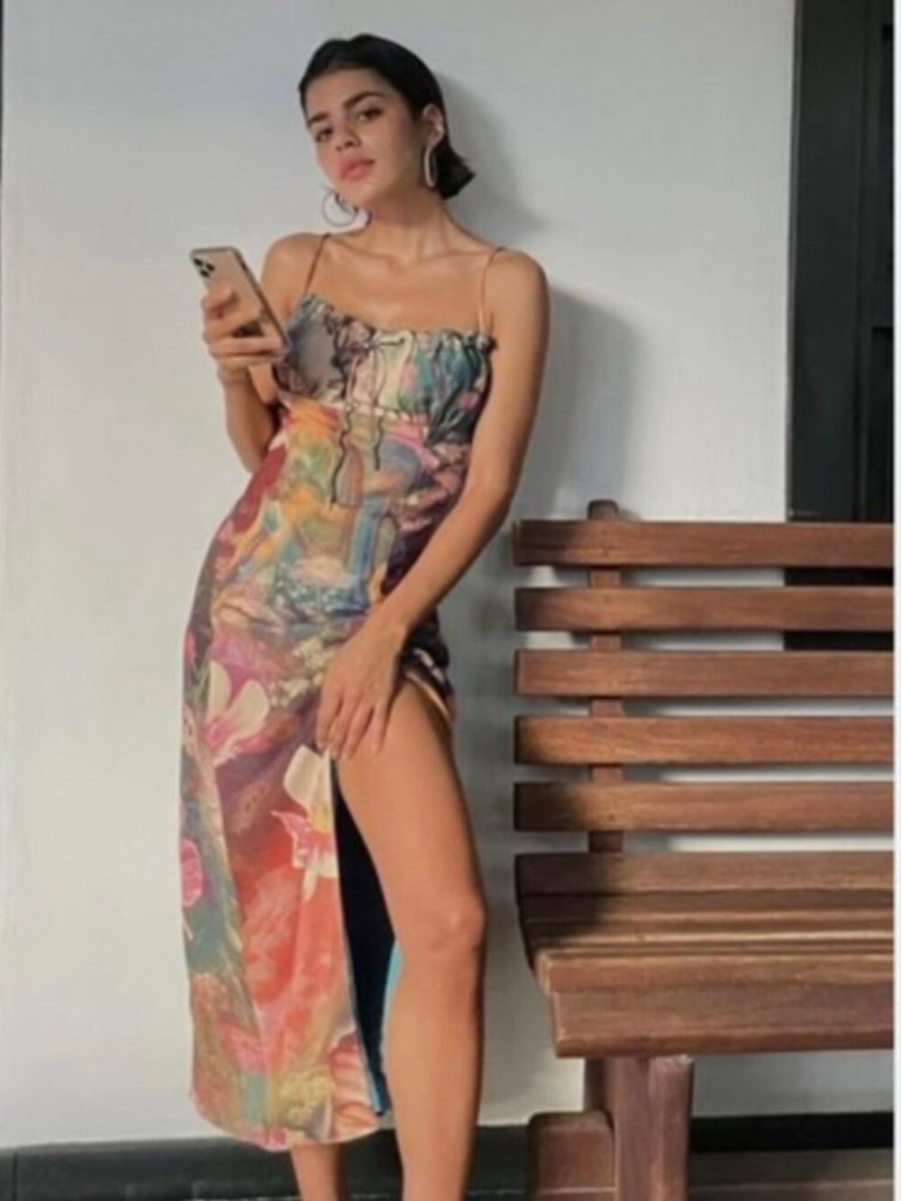 Urban Outfitters April Tie-Back Floral Print Midi Slip Dress Size Small